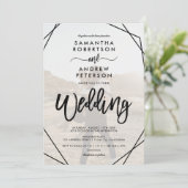 Chic black lijst simpel fotoscript bruiloft kaart (Staand voorkant)
