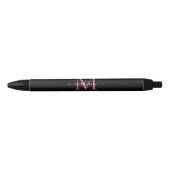 Chic Black Magenta Roze Monogram Script Naam Zwarte Inkt Pen (Voorkant)
