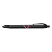 Chic Black Magenta Roze Monogram Script Naam Zwarte Inkt Pen (Bovenkant)