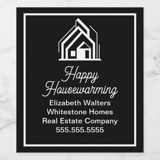 Chic Black Makelaarsonderneming Aangepaste makelaa Wijn Etiket (Enkel label)