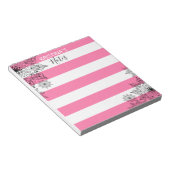 Chic Black Mandalas op roze en witte strepen Notitieblok (Schuin)
