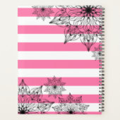 Chic Black Mandalas op roze en witte strepen Planner (Achterkant)