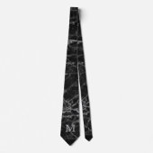 Chic Black Marble Pattern Modern Monogram Stropdas (Voorkant)