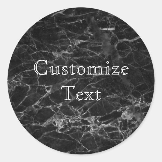 Chic Black Marble Pattern Modern Personalize Ronde Sticker (Voorkant)