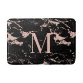 Chic Black Marble Roos Gold Foil Monogram Badmat (Voorkant)