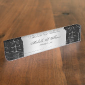 Chic Black Marble Silver Scales of Justice Lawyer Naambordje (Zijkant)