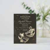 Chic Black Masquerade, Masque Sweet 16 Uitnodiging Briefkaart (Staand voorkant)