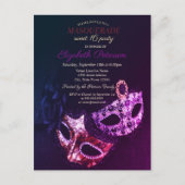 Chic Black Masquerade, Masque Sweet 16 Uitnodiging Briefkaart (Voorkant)