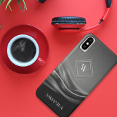 Chic Black Metallic Luxury Monogram Case-Mate iPhone Case