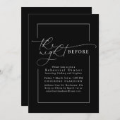 Chic Black Minimalist Modern Rehearsal Dinner Kaart (Voorkant / Achterkant)