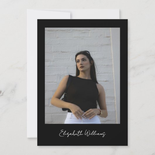 Chic Black Modern Thirty Photo Birthday Party Kaart (Achterkant)