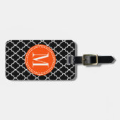Chic Black Moroccan Lattice Persoonlijk Bagagelabel (Voorkant horizontaal)