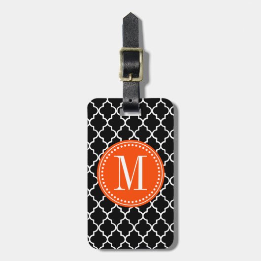 Chic Black Moroccan Lattice Persoonlijk Bagagelabel (Voorkant verticaal)