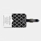 Chic Black Moroccan Lattice Persoonlijk Bagagelabel (Achterkant horizontaal)