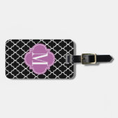 Chic Black Moroccan Lattice Persoonlijk Bagagelabel (Voorkant horizontaal)