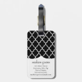 Chic Black Moroccan Lattice Persoonlijk Bagagelabel (Achterkant verticaal)