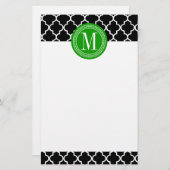 Chic Black Moroccan Lattice Persoonlijk Briefpapier (Voorkant / Achterkant)