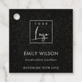 Chic Black Mosaic Jewelry Logo Branding Business Bedankjes Labels (Voorkant)