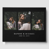 Chic Black Multi Photo Wedding Gastenboek (Voorkant)