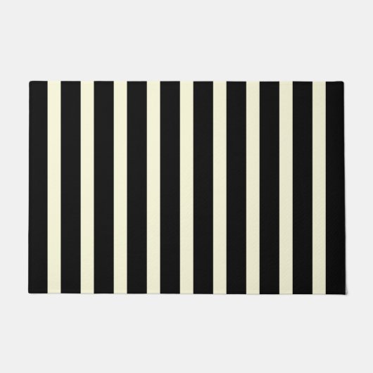 Chic Black Off-White Srtipes Striped Pattern Deurmat (Voorkant)