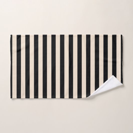 Chic Black Off-White Striped patroon Bad Handdoek (Handdoek)