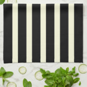 Chic Black Off-White Stripes Striped Pattern Theedoek (Gevouwen)