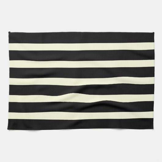 Chic Black Off-White Stripes Striped Pattern Theedoek (Horizontaal)