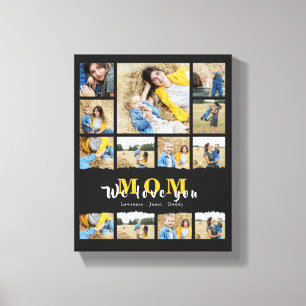 Chic Black oma moederdag voor foto-collage mam Canvas Afdruk