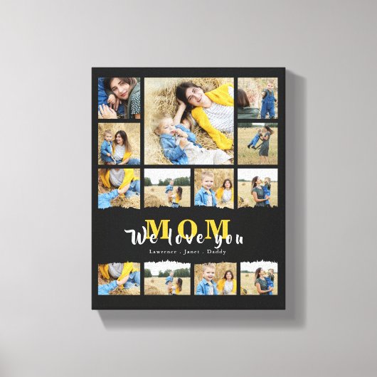 Chic Black oma moederdag voor foto-collage mam Canvas Afdruk (Voorkant)