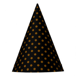 Chic Black Party Hat with Shiny Solid Brown Dots Feesthoedjes