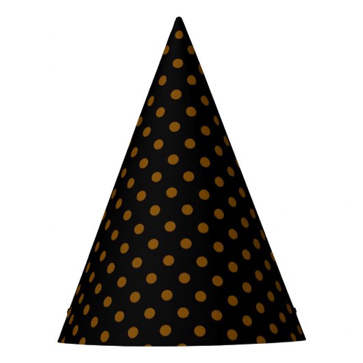 Chic Black Party Hat with Shiny Solid Brown Dots Feesthoedjes (Voorkant)