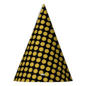 Chic Black Party Pet met Glanzende Metallic Gouden Feesthoedjes (Links)