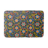 Chic Black Pattern with Colorful Floral  Badmat (Voorkant)