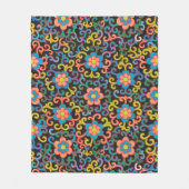 Chic Black Pattern with Colorful Floral  Fleece Deken (Voorkant)