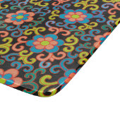 Chic Black Pattern with Colorful Floral  Snijplank (Hoek)