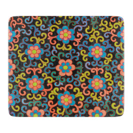 Chic Black Pattern with Colorful Floral  Snijplank