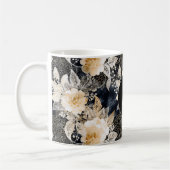 Chic Black Peach White Floral Leopard Animal Koffiemok (Links)