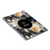 Chic Black Peach White Floral Leopard Animal Notitieboek (Rechterzijde)