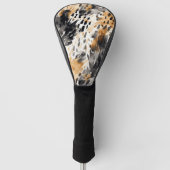 Chic Black Peach White Leopard Animal Print Golfheadcover (Voorkant)