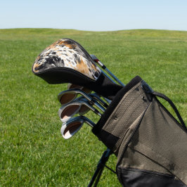 Chic Black Peach White Leopard Animal Print Golfheadcover