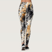 Chic Black Peach White Leopard Animal Print Leggings (Achterkant)