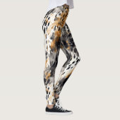 Chic Black Peach White Leopard Animal Print Leggings (Rechts)