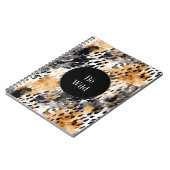 Chic Black Peach White Leopard Animal Print Notitieboek (Linkerzijde)
