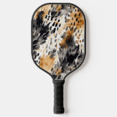 Chic Black Peach White Leopard Animal Print Pickleball Paddle (Voorkant)