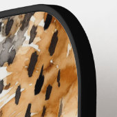 Chic Black Peach White Leopard Animal Print Pickleball Paddle (Links Detail)