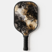 Chic Black Peach White Leopard Animal Print Pickleball Paddle (Achterkant)