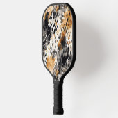 Chic Black Peach White Leopard Animal Print Pickleball Paddle (Links)