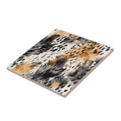 Chic Black Peach White Leopard Animal Print Tegeltje (Zijkant)