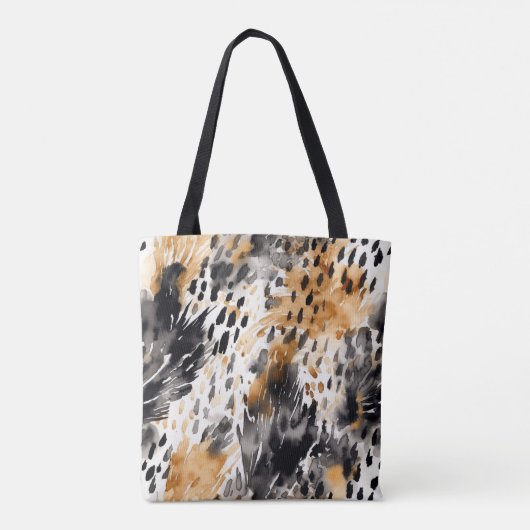 Chic Black Peach White Leopard Animal Print Tote Bag (Achterkant)