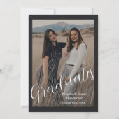 Chic Black photo double graduation Announcement Kaart (Achterkant)